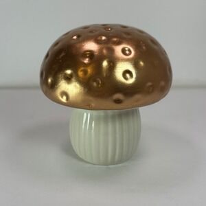 Target Bullseye Ceramic Mushroom Figurine Copper Cap Ribbed Stem Decor Accent